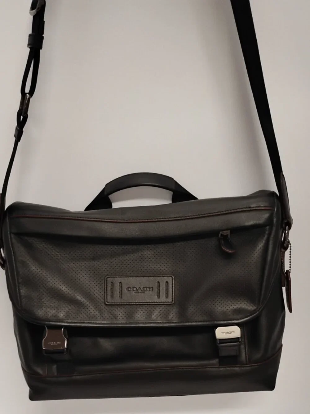 Coach Ranger Messenger F79902 Black Leather Laptop Bag